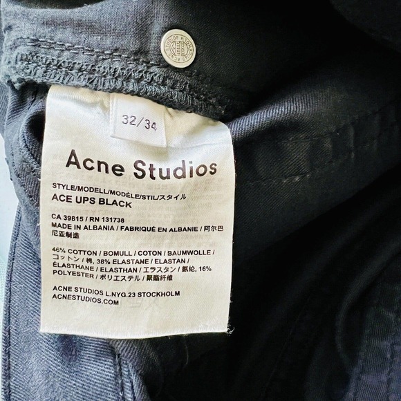 Men's Acne Studios Ace Ups Black Skinny Jeans Size 32x34 - Picture 11 of 12